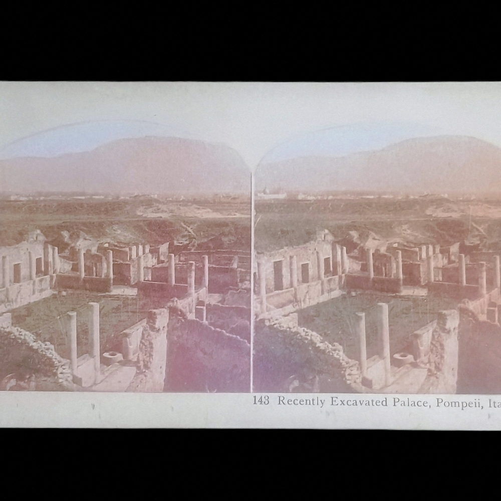 Antique - World Series Stereoview Excavated Palace Pompei Italy/Canals In Milan
